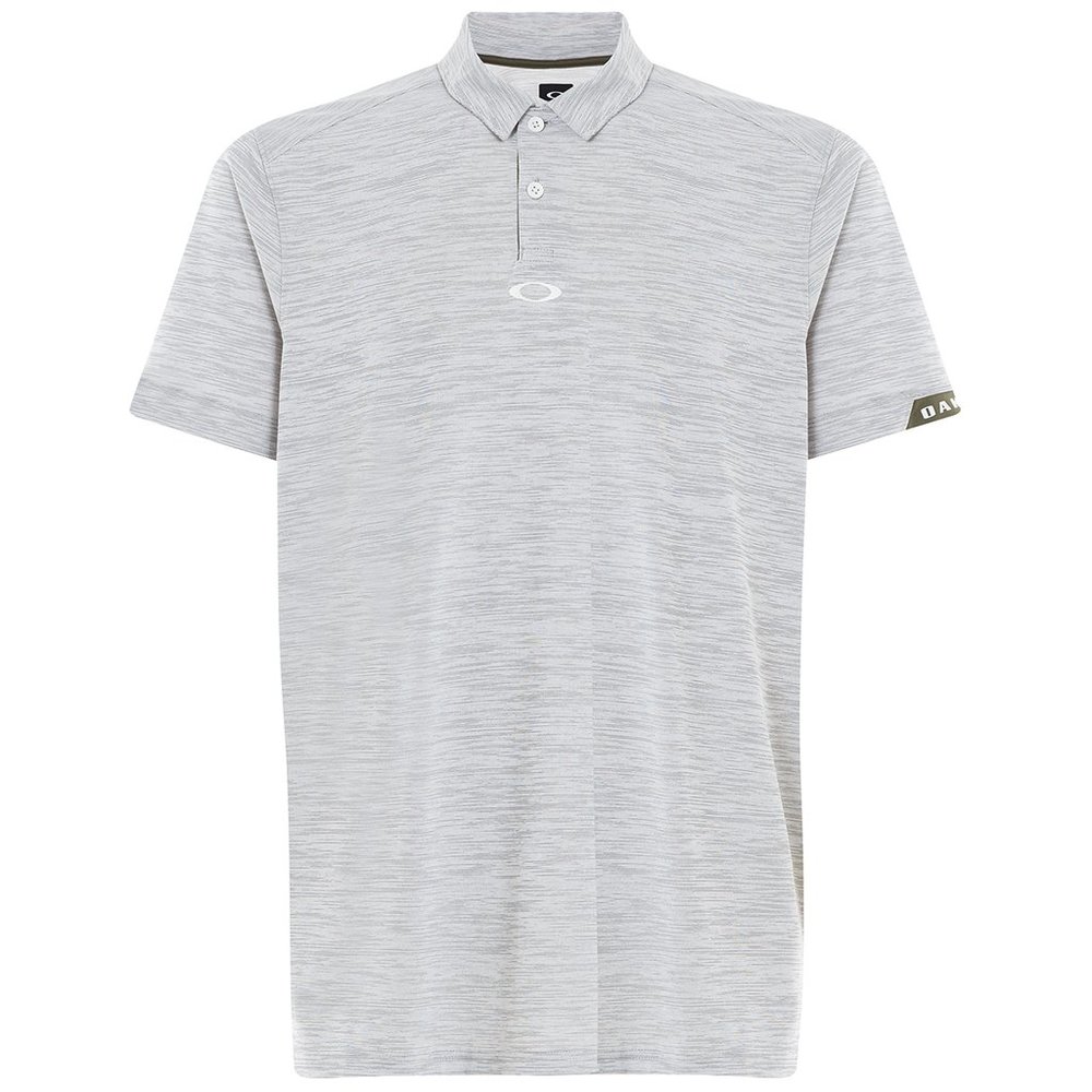 Oakley Mens Gravity Polo Shirt Light Grey Heather Space Dye Golf Performance NEW